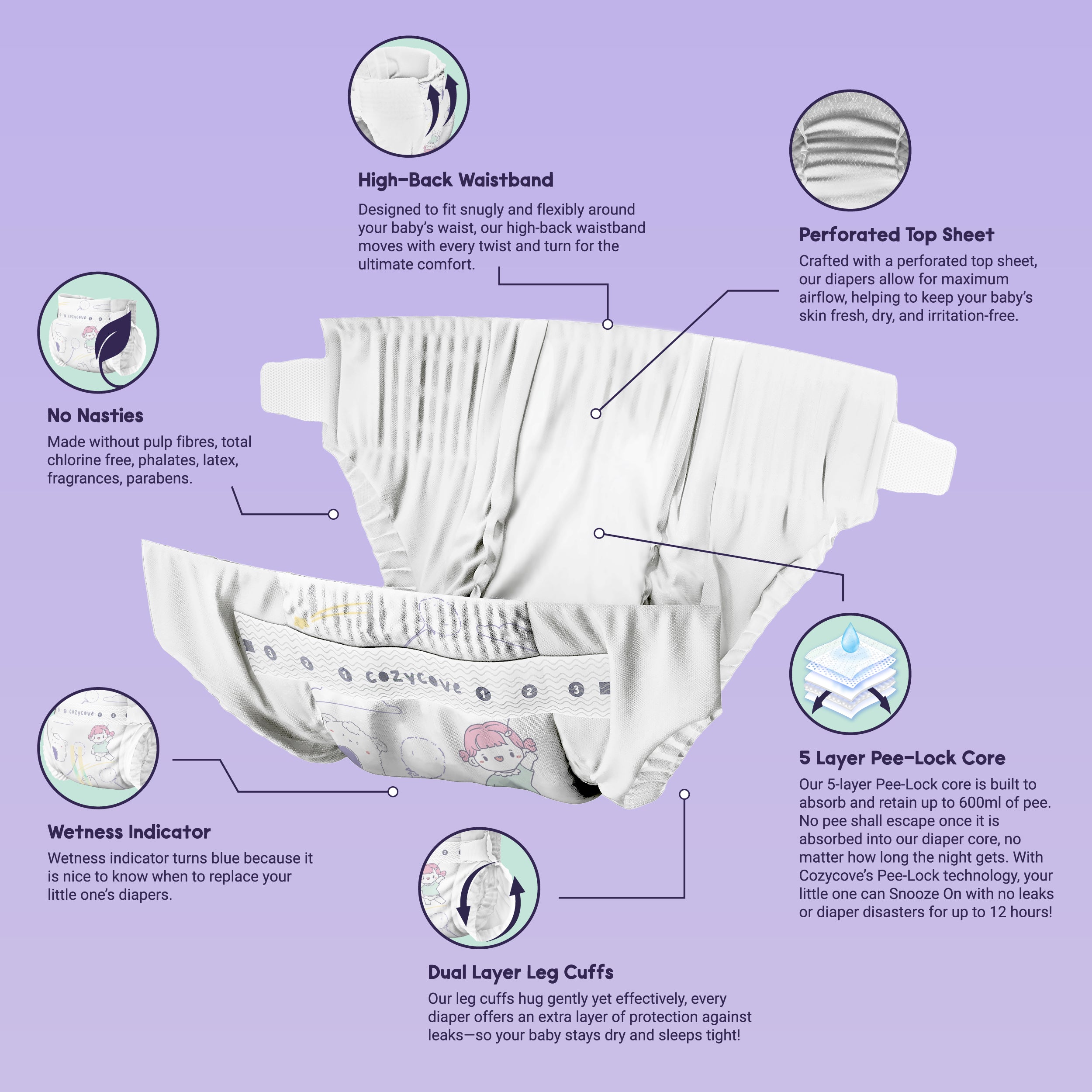 Cozycove Snooze On / Play Hard Baby Diapers Tape / Pants - Size NB, 2, 3, 4, 5, 6, 7 - Carton/Pack