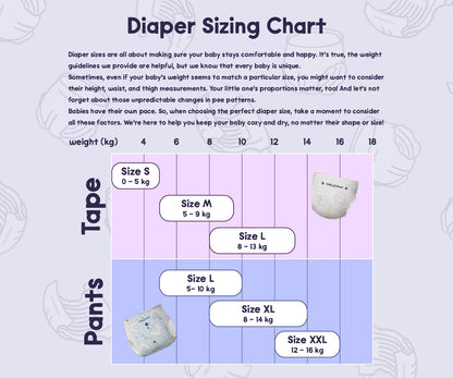 cozycove size chart for tape and pants baby diaper