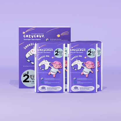 Cozycove Snooze On / Play Hard Baby Diapers Tape / Pants - Size NB, 2, 3, 4, 5, 6, 7 - Carton/Pack