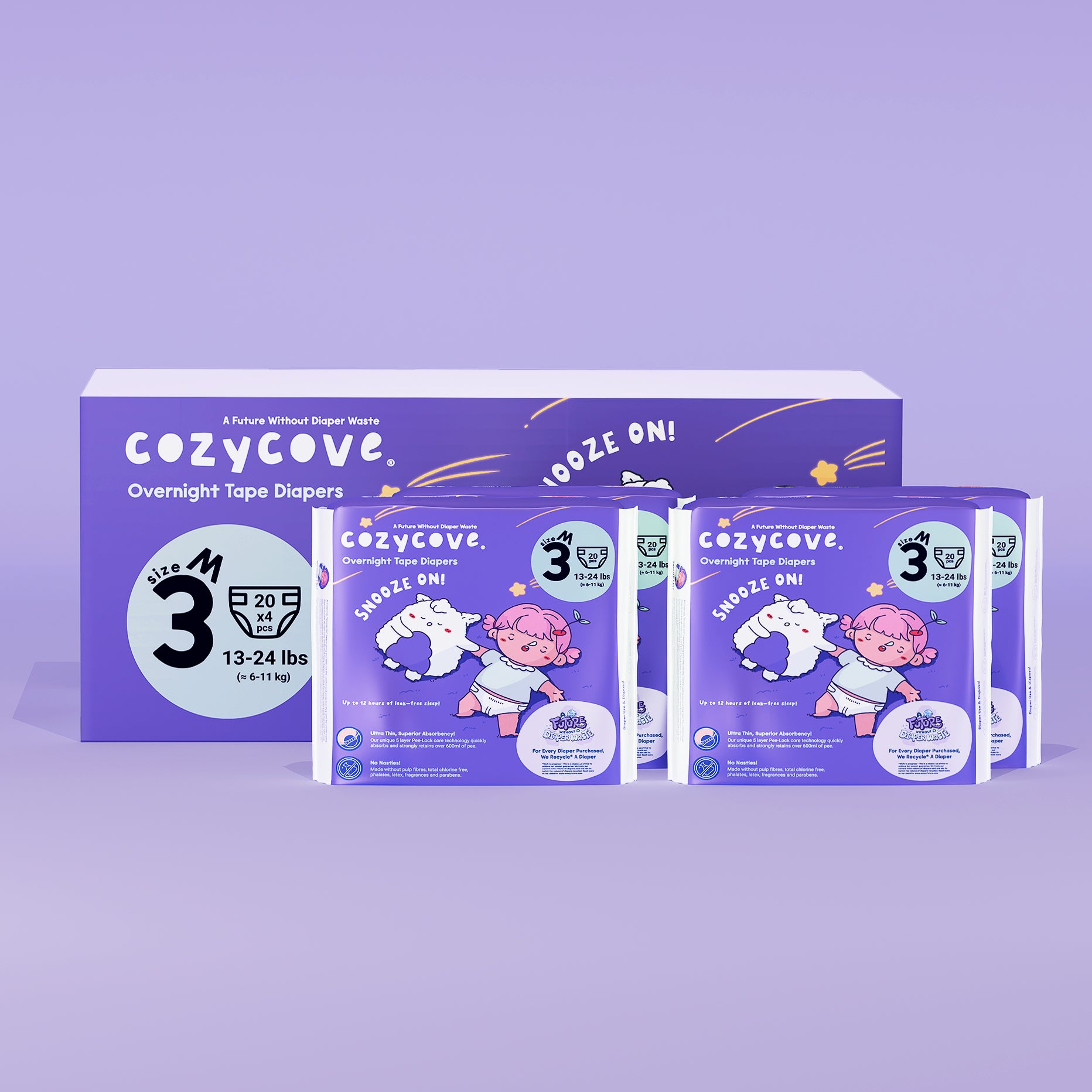 Snooze On Slim Overnights Tape M 5/80 pcs