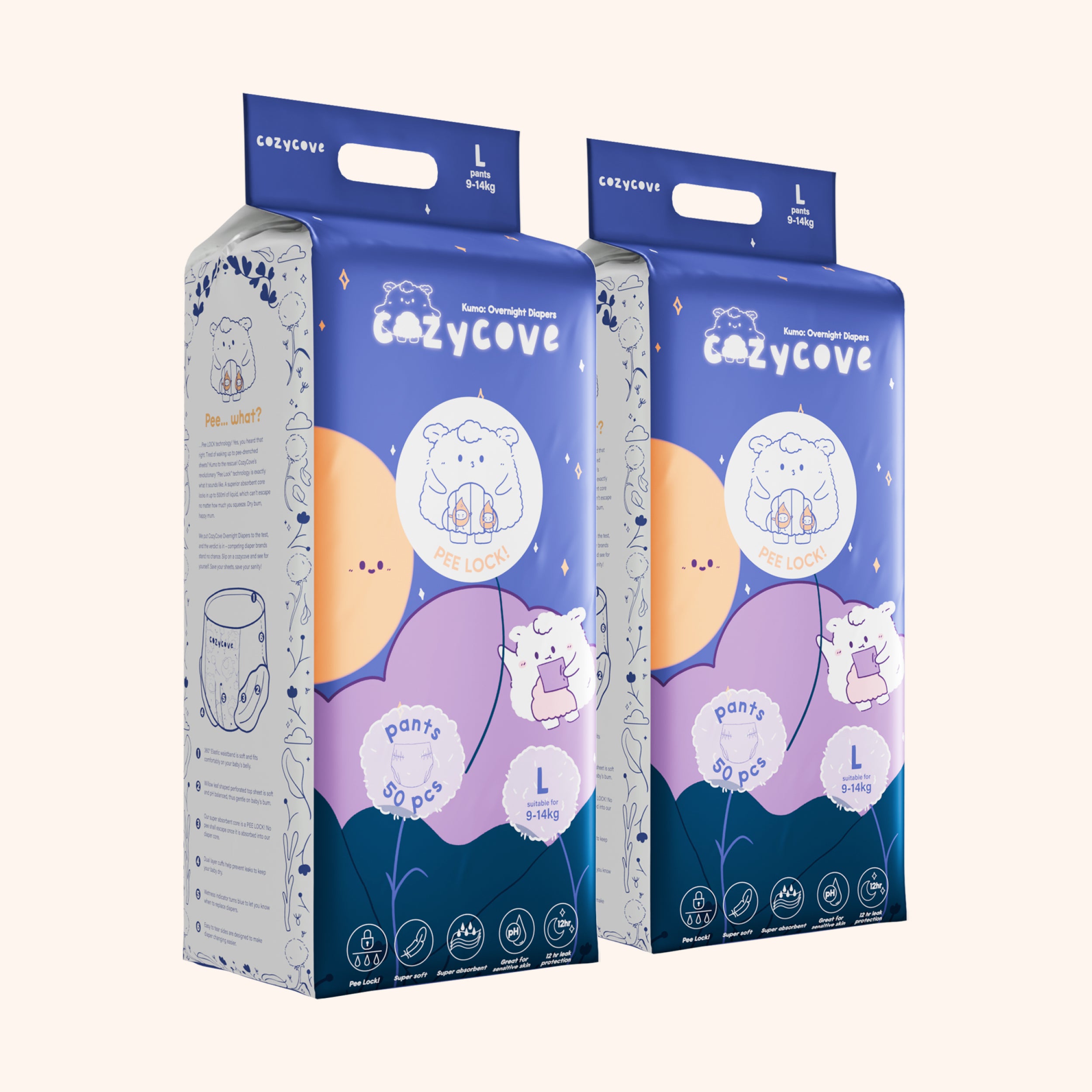 Kumo: Overnight Diapers Pants L 50pcs