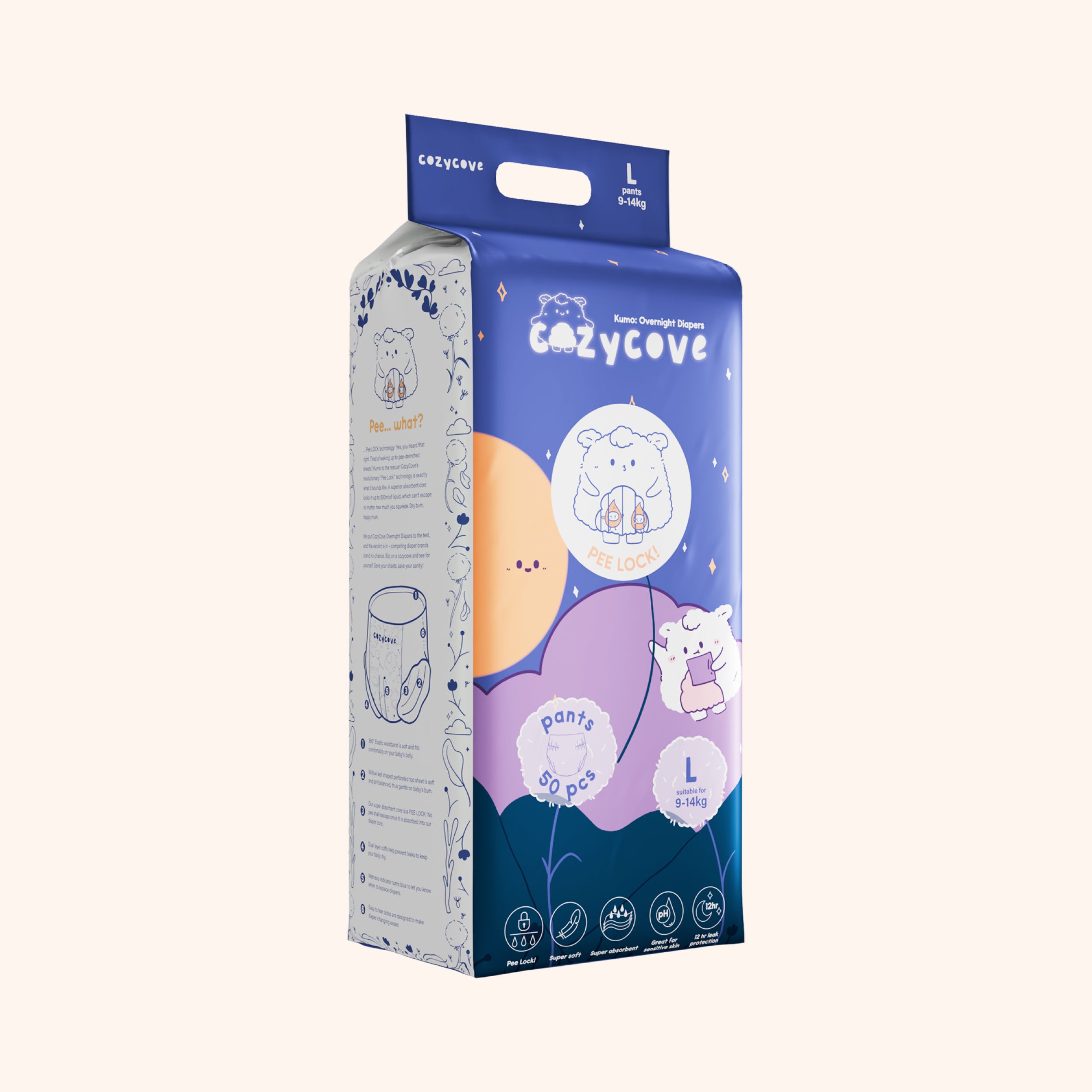 Kumo: Overnight Diapers Pants L 50pcs