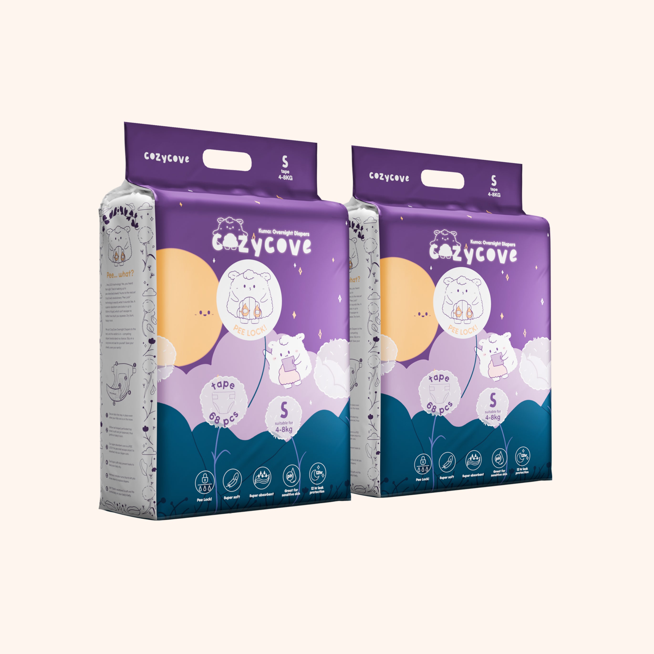Kumo: Overnight Baby Diapers Tape S 68pcs